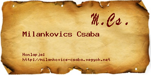 Milankovics Csaba névjegykártya